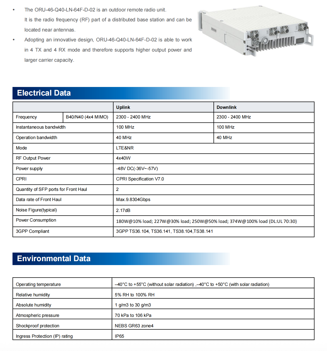 ORU-46-Q40-LN-64F-D-02 规格参数第 1 页